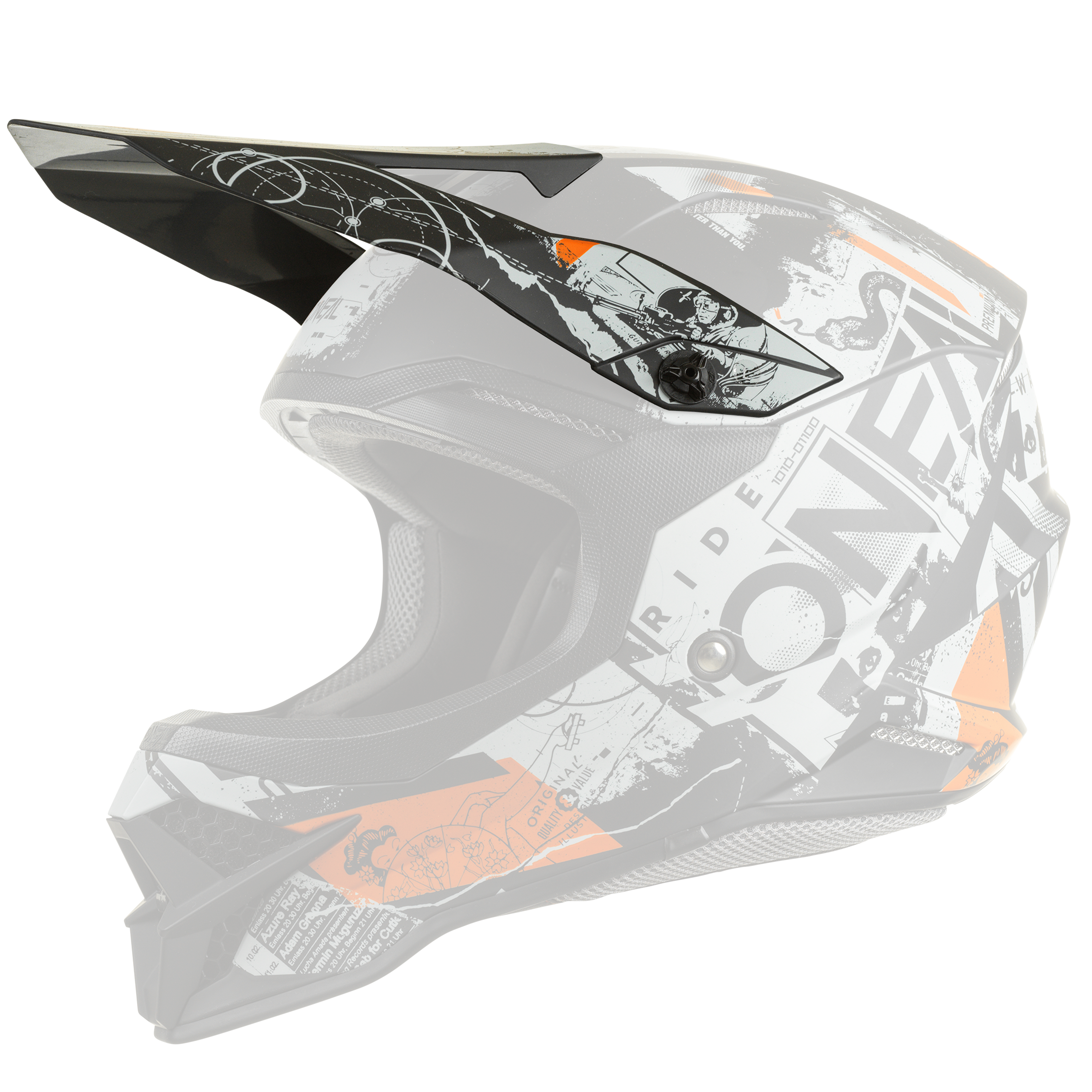 O'Neal Replacement 3 SRS Scarz Black/Gray/Orange Helmet Visor